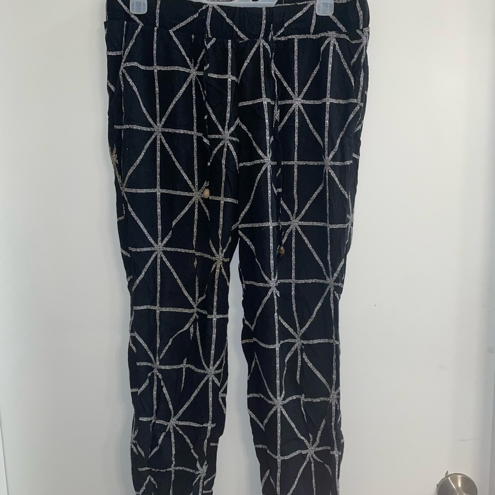 Geometric Patterned Black and White Pants